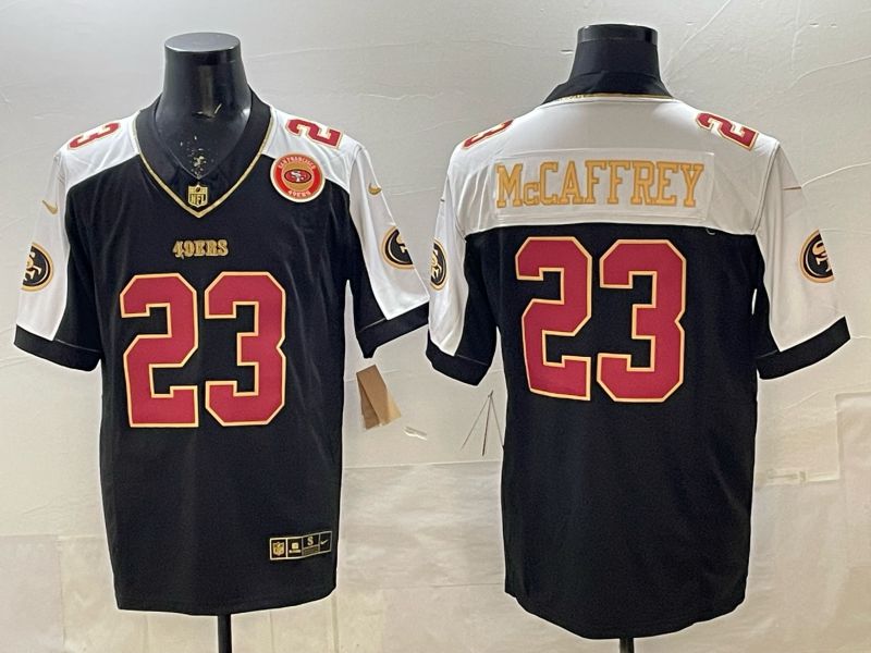 Men 2026 Nike San Francisco 49ers #23 Mccaffrey Black 3th generation Thorwback Limited NFL Jersey 02